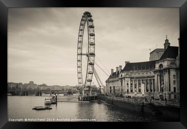 Toned image of London Eye wheel on the river Thame Framed Print by Mehul Patel