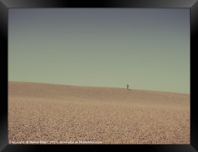 Person walking up Chesil beach, Dorset, England, U Framed Print by Mehul Patel