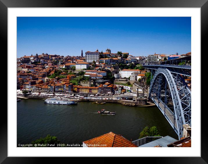 River Douro and Ponte Luis I bridge - Porto, Portu Framed Mounted Print by Mehul Patel