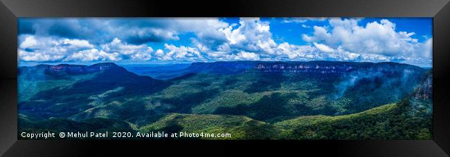 Panoramic view of Jamison Valley, Blue Mountains Framed Print by Mehul Patel