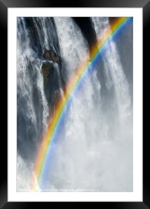 Rainbow amongst the mist, spray and cascading water of Victoria Falls, Africa Framed Mounted Print by Mehul Patel