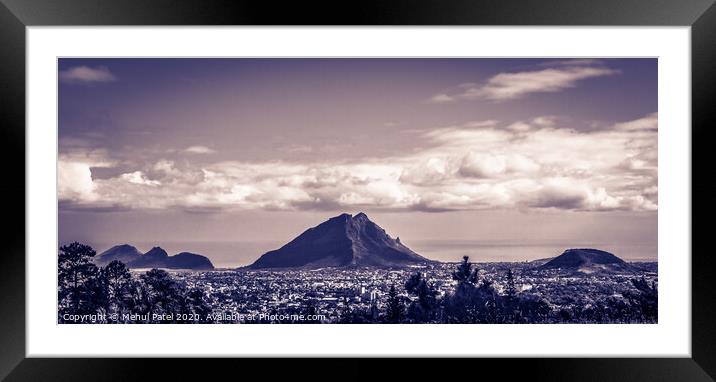 Mountain peaks on the island of Mauritius, Indian Ocean, Africa Framed Mounted Print by Mehul Patel