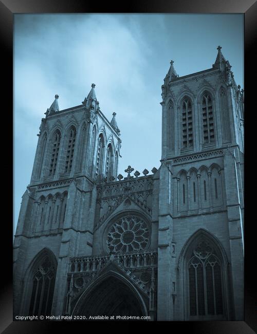 Two towers on the west front of Bristol Cathedral, Bristol, England, UK Framed Print by Mehul Patel
