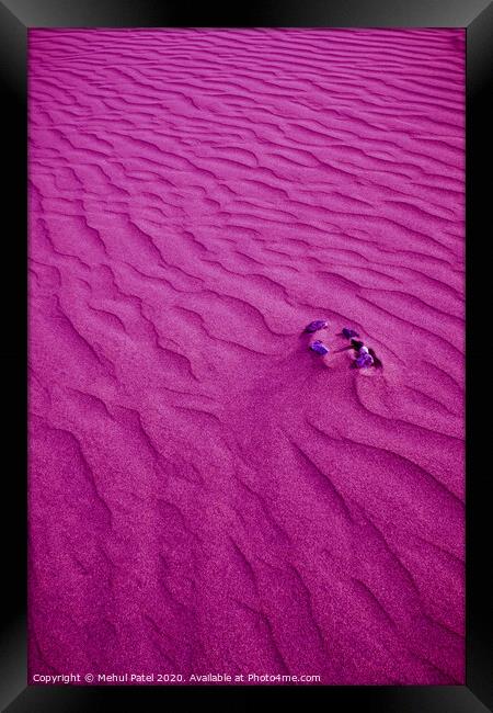 Layers of sand on the dunes of Maspalomas with digital purple filter, Gran Canaria, Canary Islands, Spain Framed Print by Mehul Patel