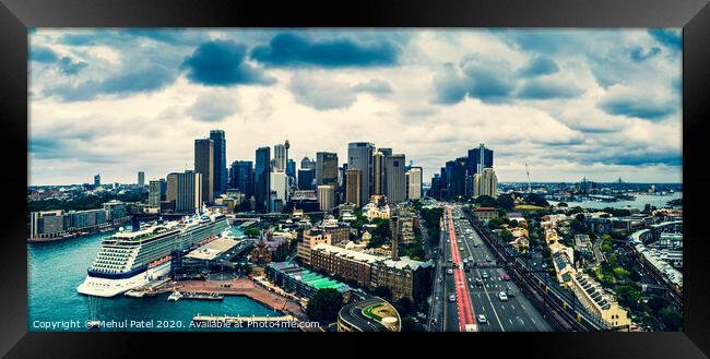 Panoramic view of Sydney Harbour city skyline  Framed Print by Mehul Patel