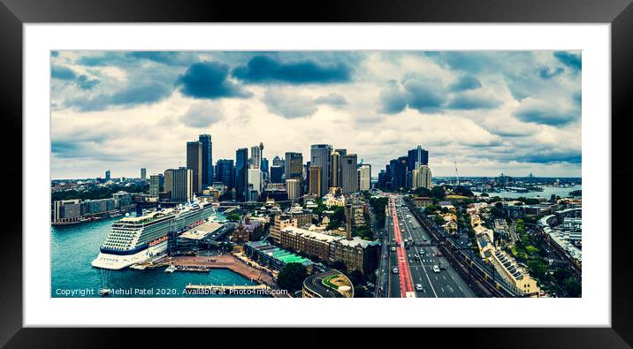 Panoramic view of Sydney Harbour city skyline  Framed Mounted Print by Mehul Patel
