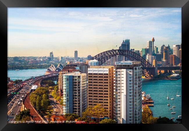 Sydney Harbour view from North Sydney, Sydney, New South Wales, Australia Framed Print by Mehul Patel