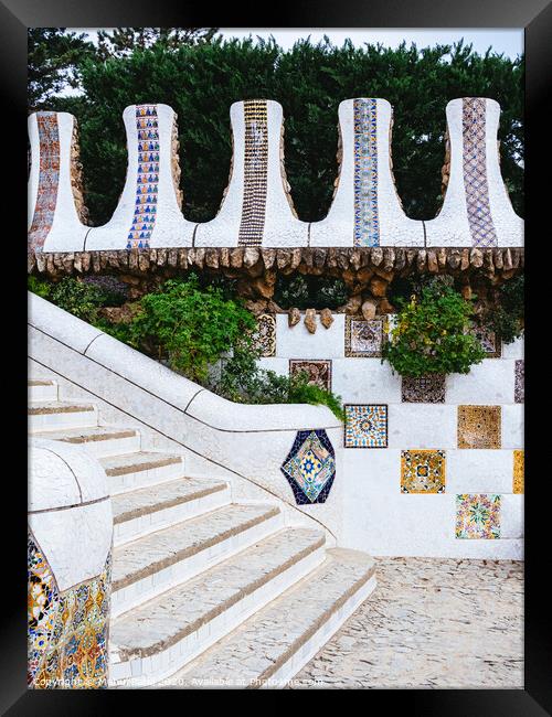 Steps abstract in Parc Guell, Barcelona, Catalonia, Spain Framed Print by Mehul Patel
