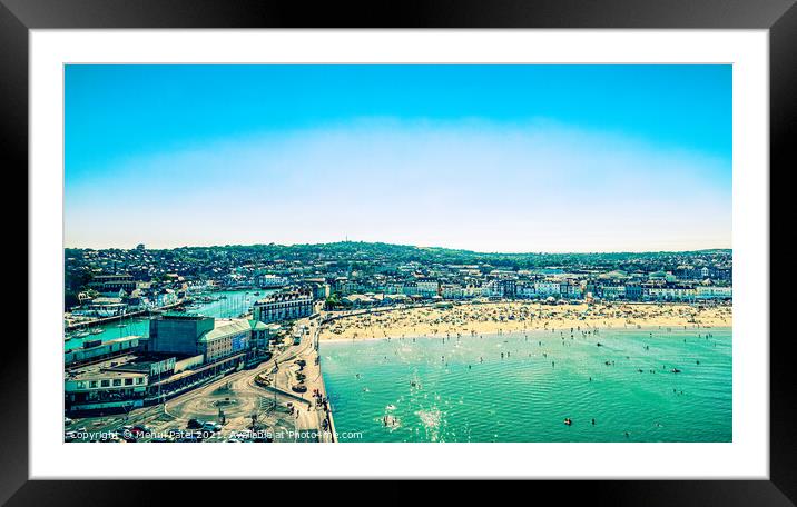 Panoramic view overlooking Weymouth harbour and beach, Dorset, England, UK Framed Mounted Print by Mehul Patel