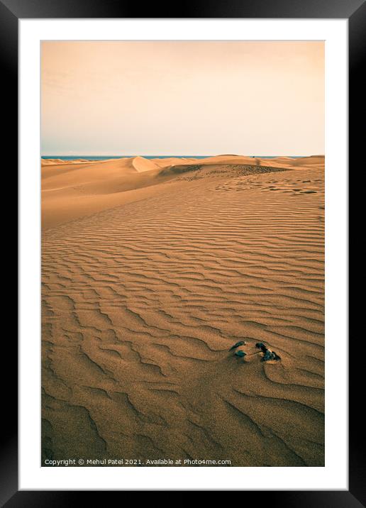 Layers of sand and footprints  on the dunes of Maspalomas, Gran Canaria, Canary Islands, Spain Framed Mounted Print by Mehul Patel