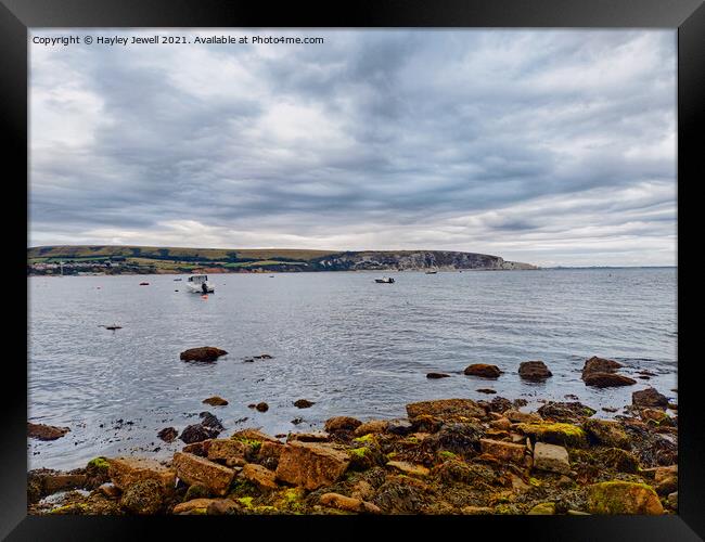 Ballard Down and Swanage Bay Framed Print by Hayley Jewell