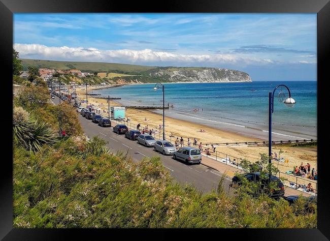 Overlooking Swanage Beach Framed Print by Hayley Jewell