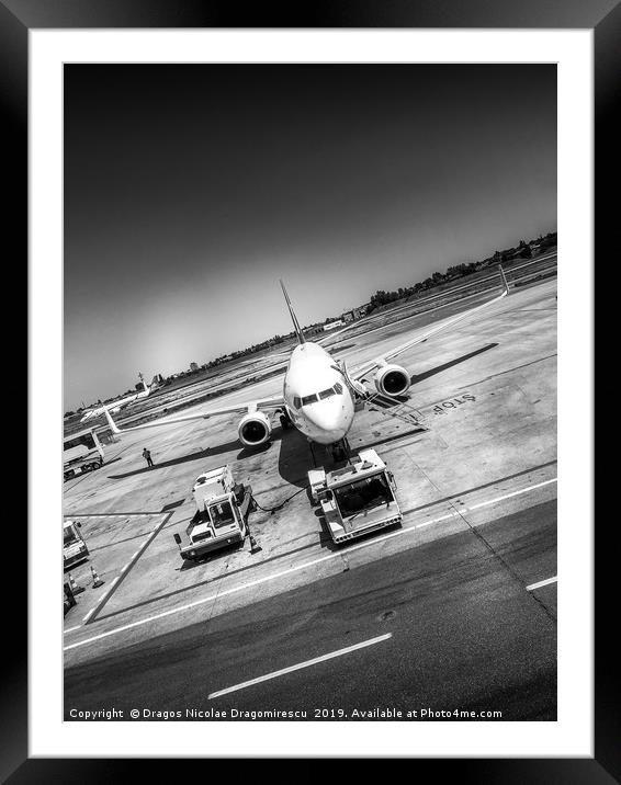 Airport plane artistic black and white photo Framed Mounted Print by Dragos Nicolae Dragomirescu
