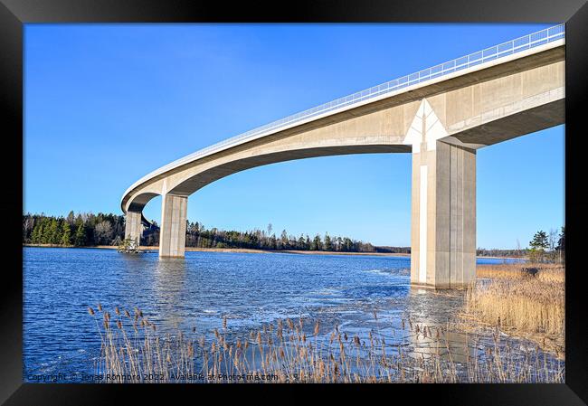 beam bridge over the water Hammarsundet in Askersund Sweden Framed Print by Jonas Rönnbro