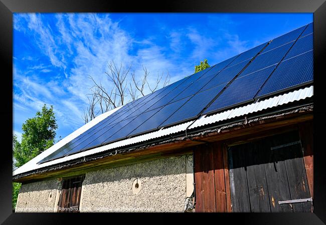 solar panels on the roof of a barn Framed Print by Jonas Rönnbro