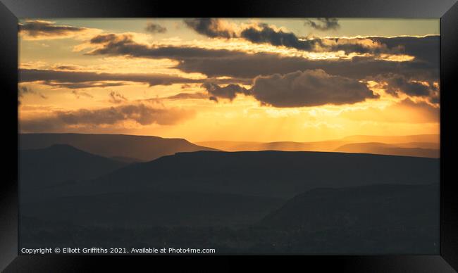 Hilltop Sunset Framed Print by Elliott Griffiths