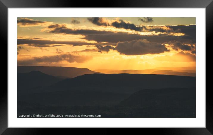 Hilltop Sunset Framed Mounted Print by Elliott Griffiths