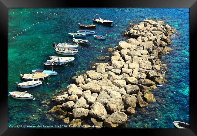 Small Boats at Amalfi Coast - Conca dei Marini bea Framed Print by Alessandro Ricardo Uva