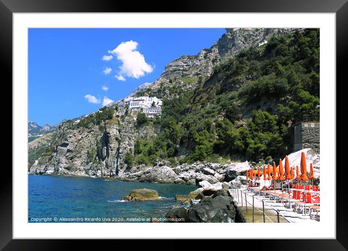 Praiano Beach - Amalfi coast Framed Mounted Print by Alessandro Ricardo Uva