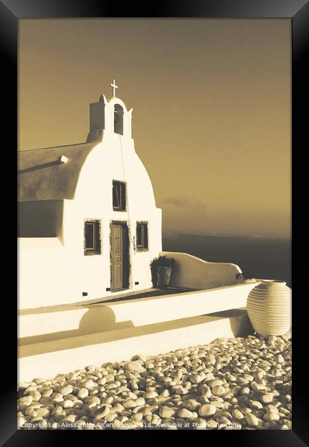 The small Chapel at Santorini Framed Print by Alessandro Ricardo Uva