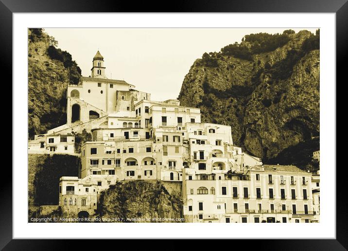 Amalfi Village - Italy Framed Mounted Print by Alessandro Ricardo Uva