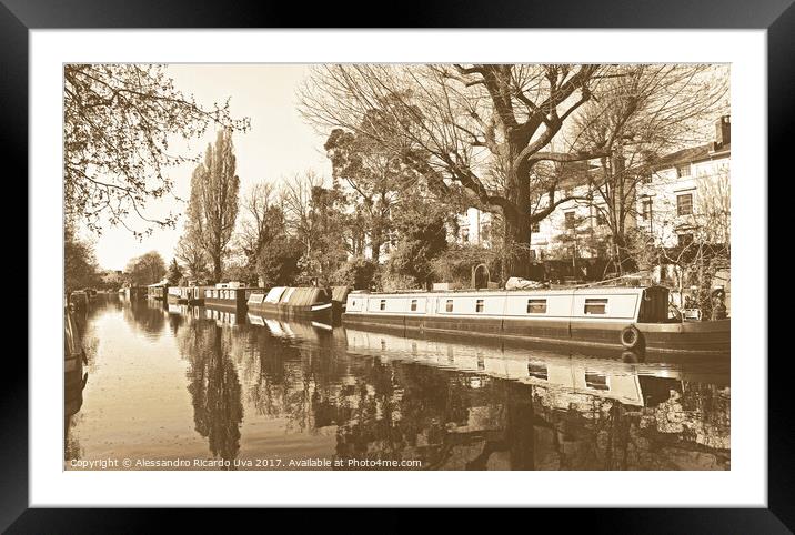Vintage London canals Framed Mounted Print by Alessandro Ricardo Uva