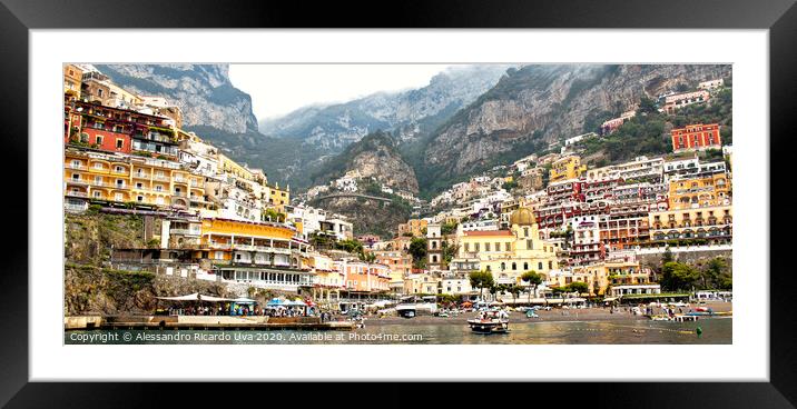 Positano Panoramic view Framed Mounted Print by Alessandro Ricardo Uva