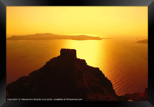 Amazing santorini sunset - Greece Framed Print by Alessandro Ricardo Uva