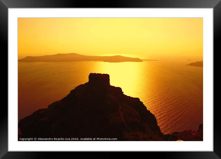 Amazing santorini sunset - Greece Framed Mounted Print by Alessandro Ricardo Uva