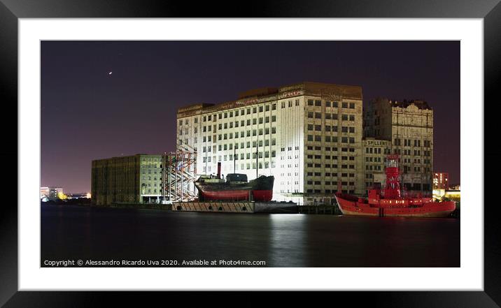 London at night - Docklands millennium Mills - Roy Framed Mounted Print by Alessandro Ricardo Uva