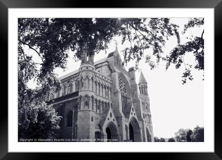 St Albans - The Cathedral & Abbey Church of Saint Alban Framed Mounted Print by Alessandro Ricardo Uva