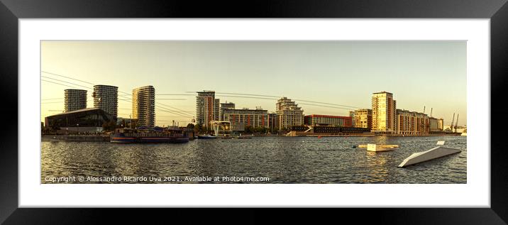 London Royal Victoria Dock Panorama Framed Mounted Print by Alessandro Ricardo Uva