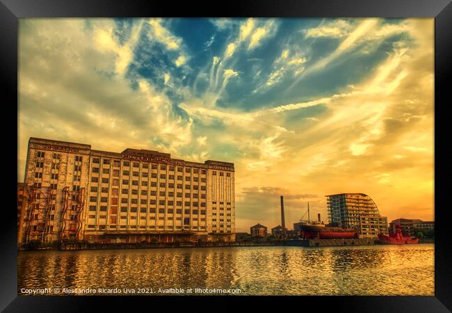 London Sunset - Royal Victoria Docklands Framed Print by Alessandro Ricardo Uva