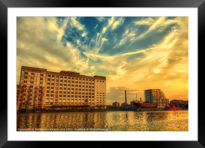 London Sunset - Royal Victoria Docklands Framed Mounted Print by Alessandro Ricardo Uva