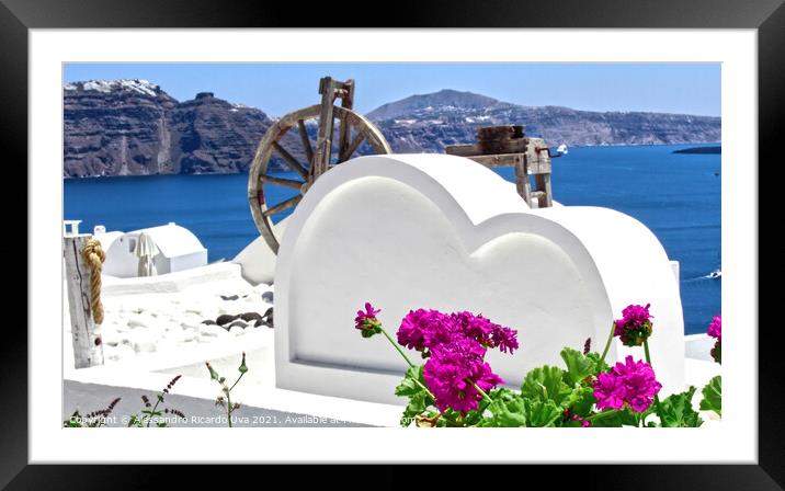 Santorini - Greece Framed Mounted Print by Alessandro Ricardo Uva