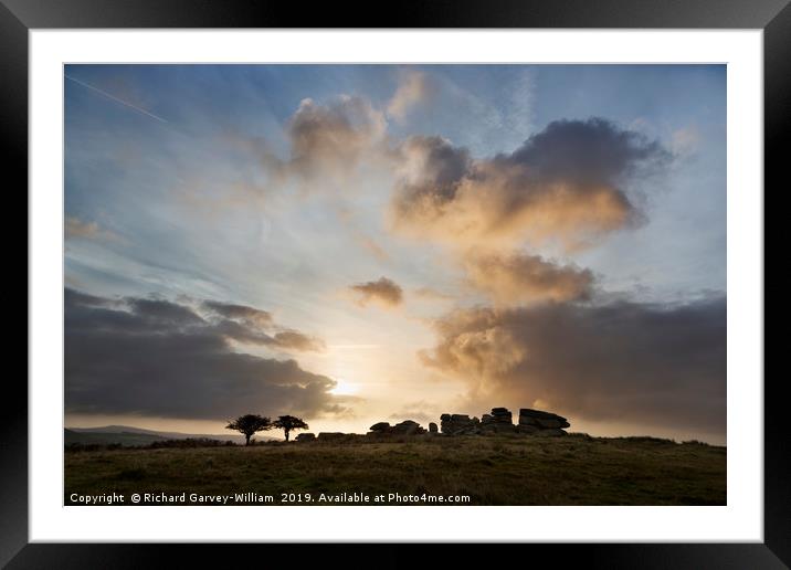 Silhouette of Combestone Tor Framed Mounted Print by Richard GarveyWilliams