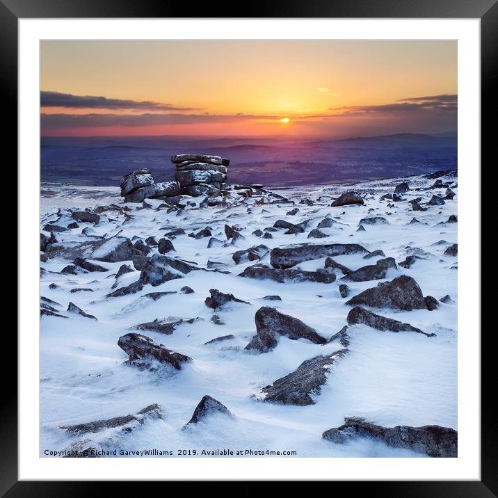 Staple Tor in the Snow Framed Mounted Print by Richard GarveyWilliams