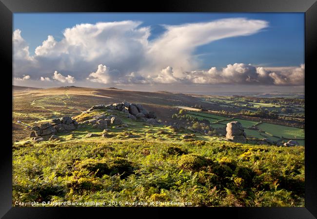 View of Bell Tor in Dartmoor National Park Framed Print by Richard GarveyWilliams