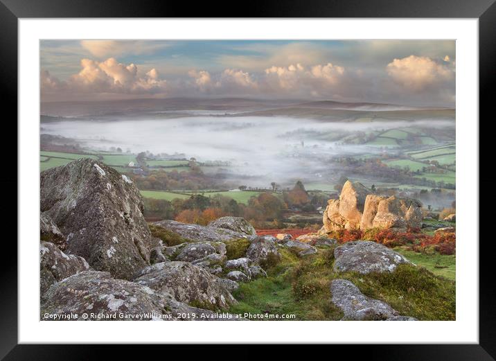 Widecombe-in-the-Moor in the Mist Framed Mounted Print by Richard GarveyWilliams