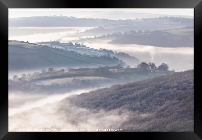 Devon Valleys in Morning Mist Framed Print by Richard GarveyWilliams