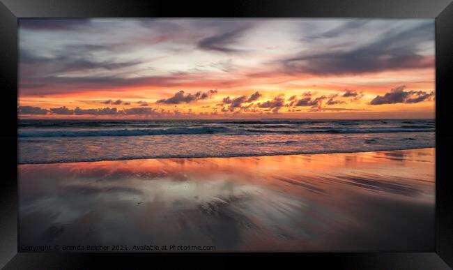 Sunset over Croyde Bay Framed Print by Brenda Belcher