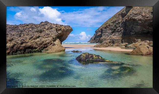 Aquamarine rockpool Framed Print by Brenda Belcher