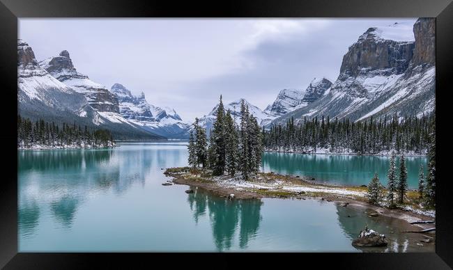 Spirit Island, Maligne Lake Framed Print by Brenda Belcher