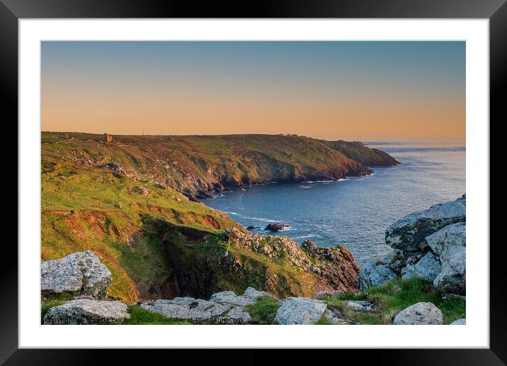 Sunset on Cornish coast Framed Mounted Print by Brenda Belcher