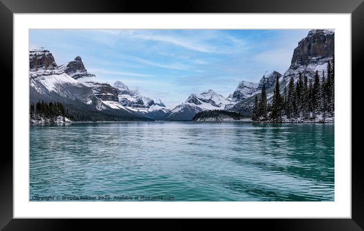 Maligne Lake, Alberta Framed Mounted Print by Brenda Belcher
