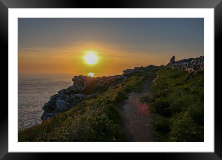 Sunset over South West coast path Framed Mounted Print by Brenda Belcher