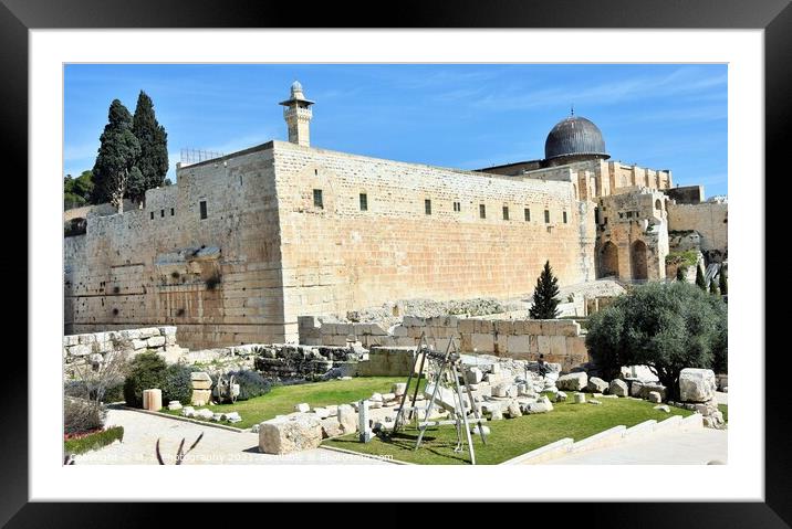 The Wailing Wall or Western Wall, (in Islam as the Framed Mounted Print by M. J. Photography