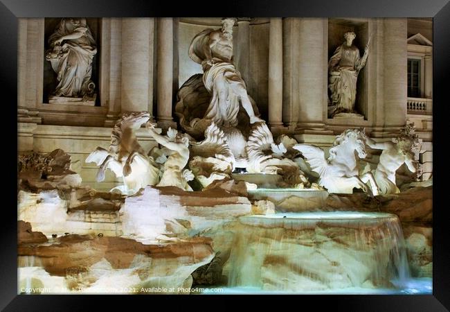 The Trevi Fountain details (Italian: Fontana di Trevi) in Rome,  Framed Print by M. J. Photography