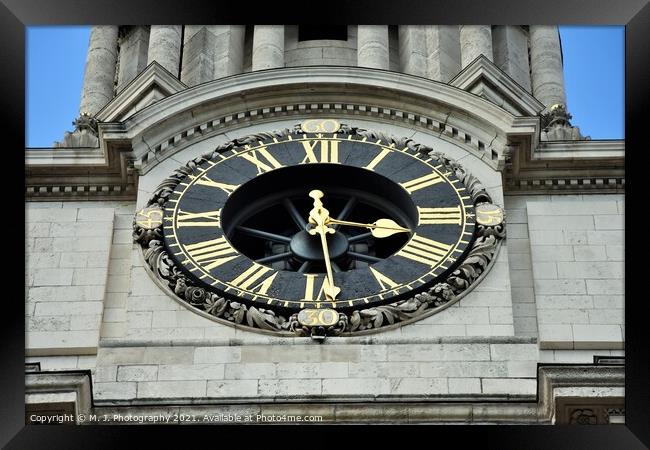 The front clock of St Paul's Cathedral Framed Print by M. J. Photography
