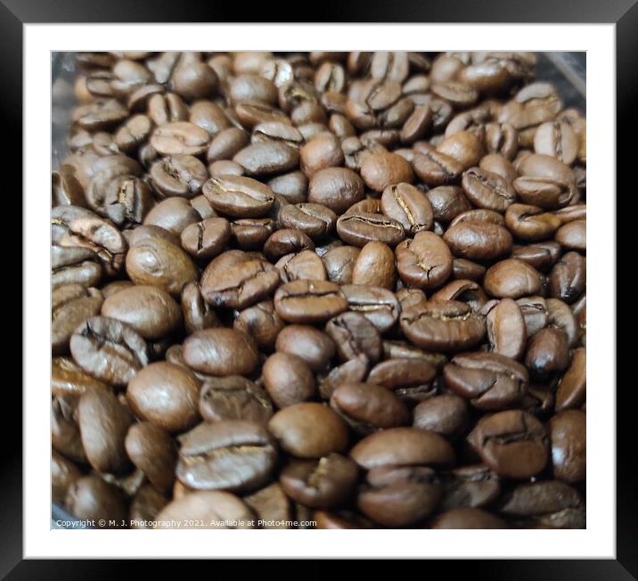 A close up look on fresh coffee beans Framed Mounted Print by M. J. Photography